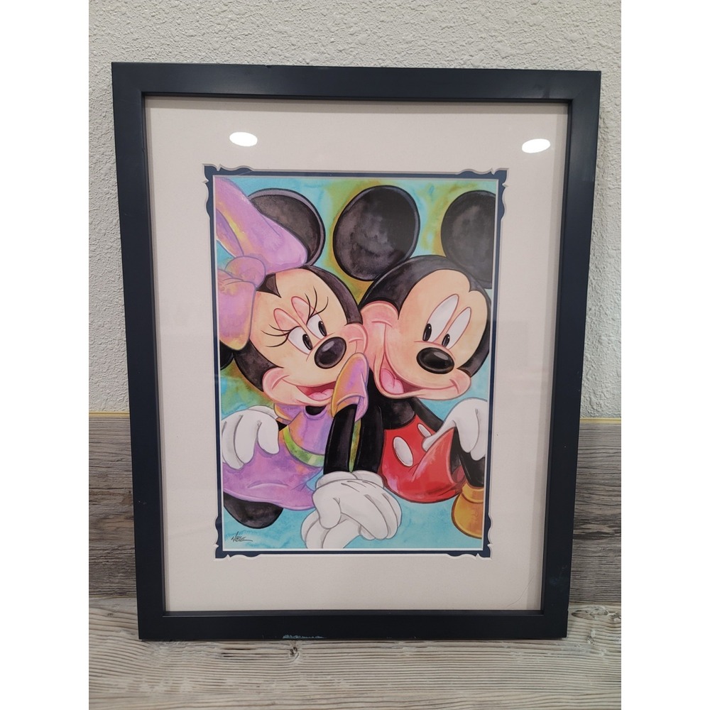 Mickey and Minnie painting 15x19.5 with frame Randy Noble Now and forever